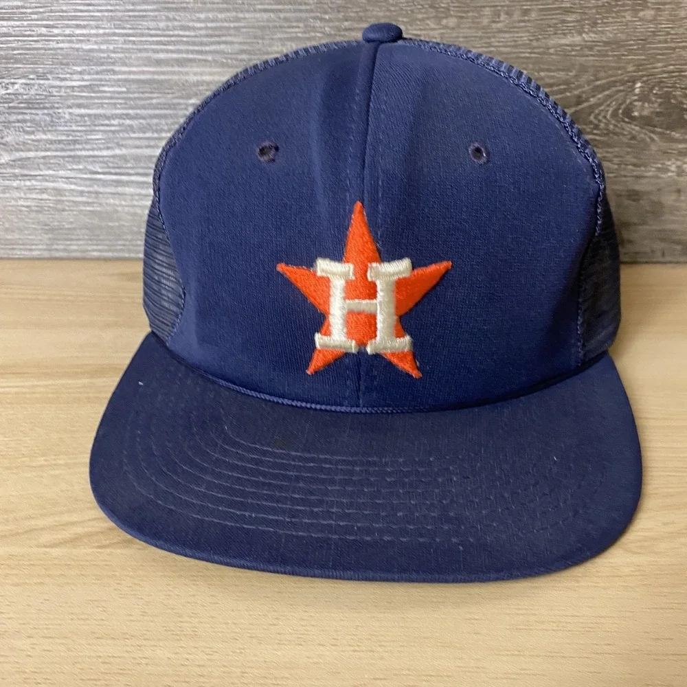 Vintage Houston Astros Hat Cap Snap‎ Back MLB Baseball Trucker Mens 80s